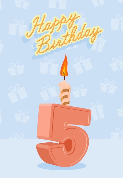 Premium Vector Happy Birthday Card With 5th Birthday