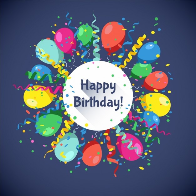 Happy Birthday Card With Balloons And Confetti Vector Free Download
