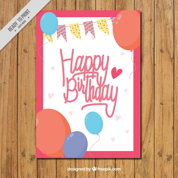 Happy birthday card with balloons