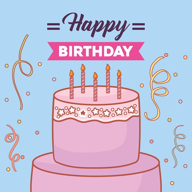 Premium Vector | Happy birthday card with birthday cake