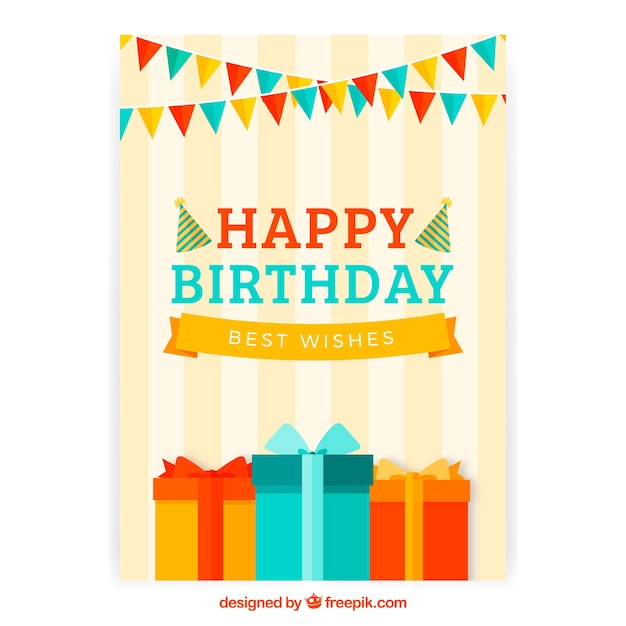 Download Free Happy Birthday Card With Cake And Gifts Box In Flat Style Free Use our free logo maker to create a logo and build your brand. Put your logo on business cards, promotional products, or your website for brand visibility.