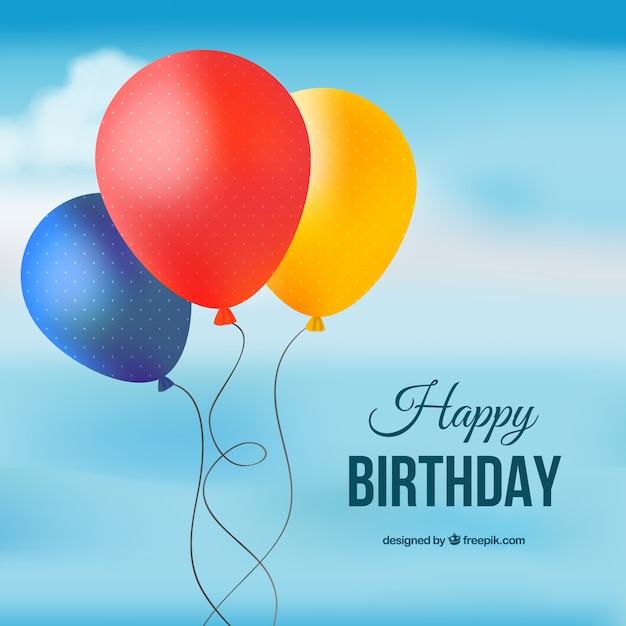 Download Happy birthday card with colored balloons | Free Vector