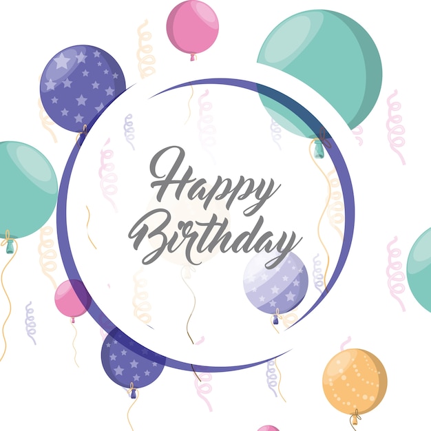 Premium Vector Happy Birthday Card With Colorful Balloons Icon