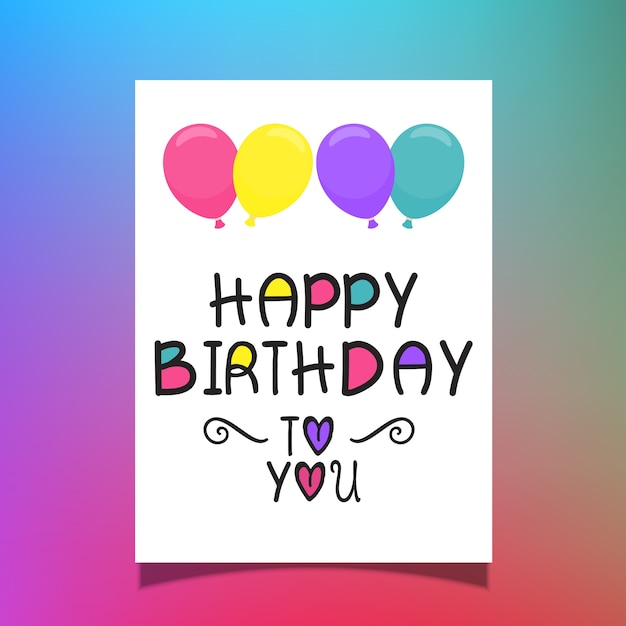 Download Happy birthday card with colourful lettering and balloons ...