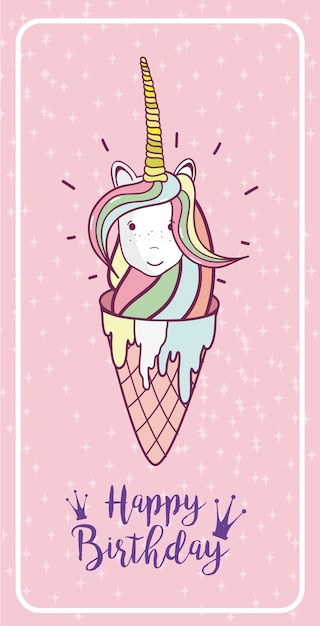 Download Happy birthday card with cute unicorns fantasy cartoons ...