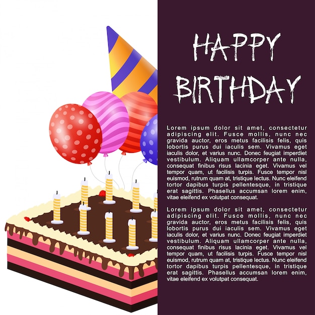 Premium Vector | Happy birthday card with dark background and typography