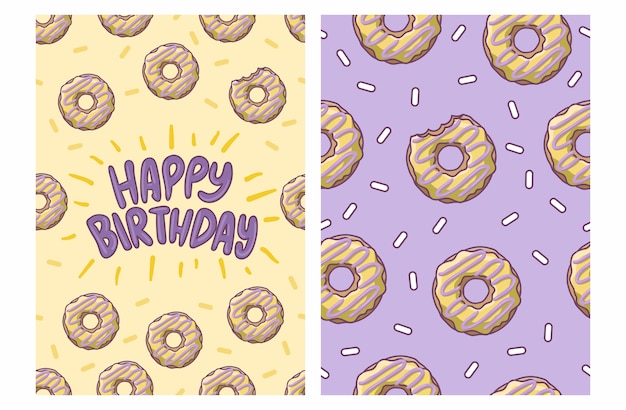 Download Happy birthday card with donut pattern Vector | Premium ...