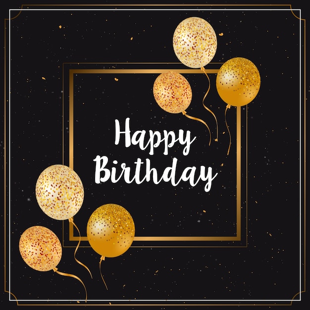 Download Happy birthday card with gold glitter balloons | Premium ...