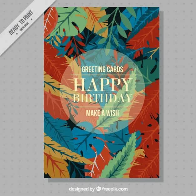 Happy birthday card with leaves