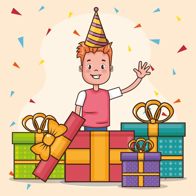 Download Happy birthday card with little boy Vector | Free Download