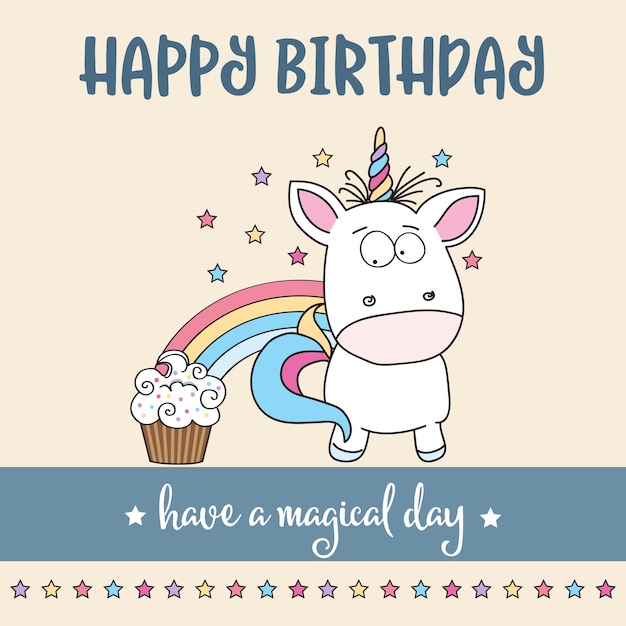 Download Premium Vector | Happy birthday card with lovely baby unicorn
