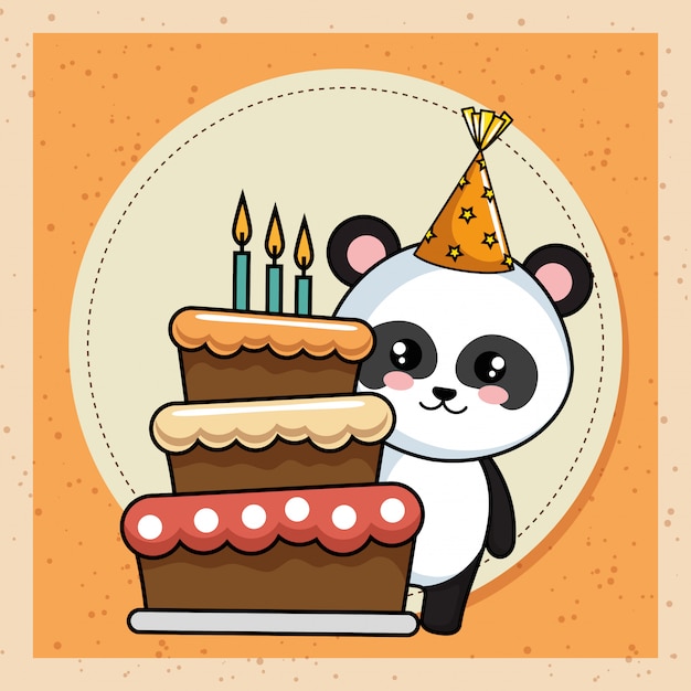 Download Premium Vector | Happy birthday card with panda bear