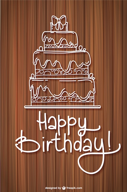 Download Happy birthday card with a sketched cake Vector | Free ...