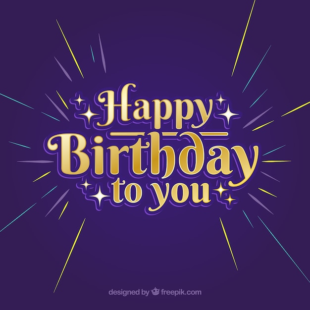 Happy birthday card with typography in flat
style