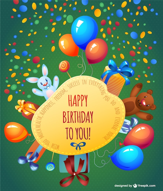 Free Vector | Happy birthday cartoon card design