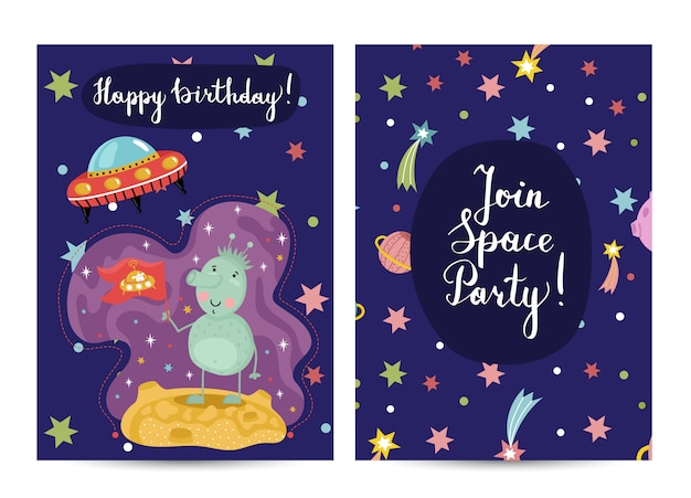 Premium Vector | Happy birthday cartoon greeting card