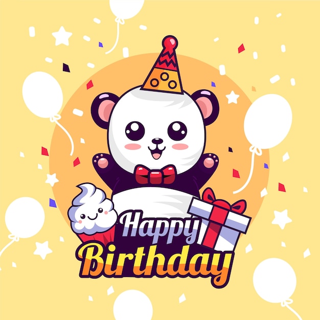 Free Vector | Happy birthday cartoon illustration