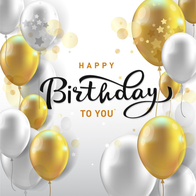 Premium Vector | Happy birthday celebration typography with realistic ...