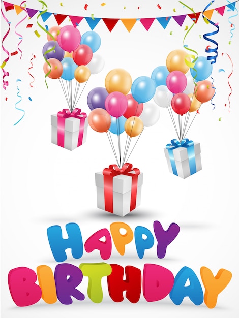 Download Happy birthday celebration with colorful balloon and ...