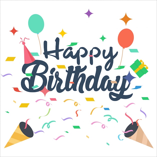 Premium Vector | Happy birthday celebration to you white background