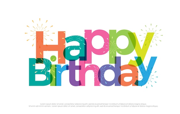 Download Happy birthday colorful logo with fireworks Vector ...