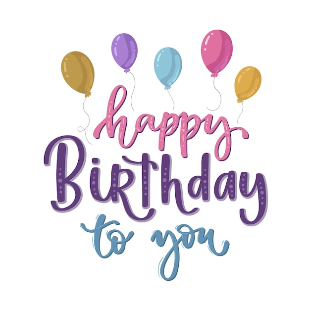Free Vector | Happy birthday colourful lettering with balloons