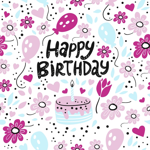 Premium Vector | Happy birthday, cute birthday card