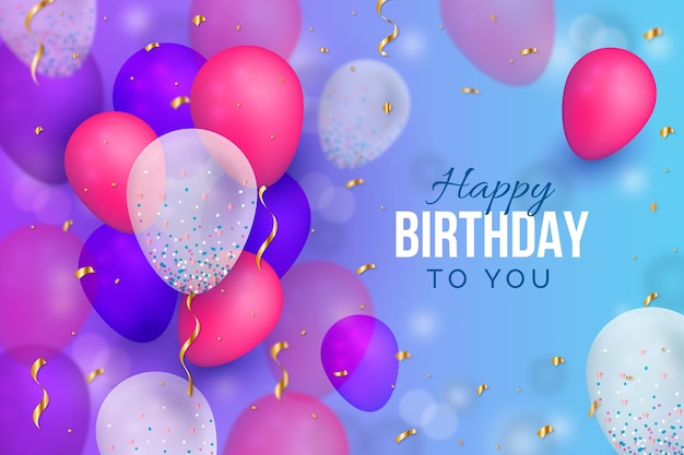 Free Vector | Happy birthday design background with realistic balloons