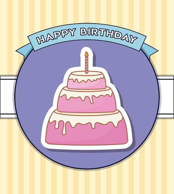 Download Happy birthday design with birthday cake with candles icon Vector | Premium Download