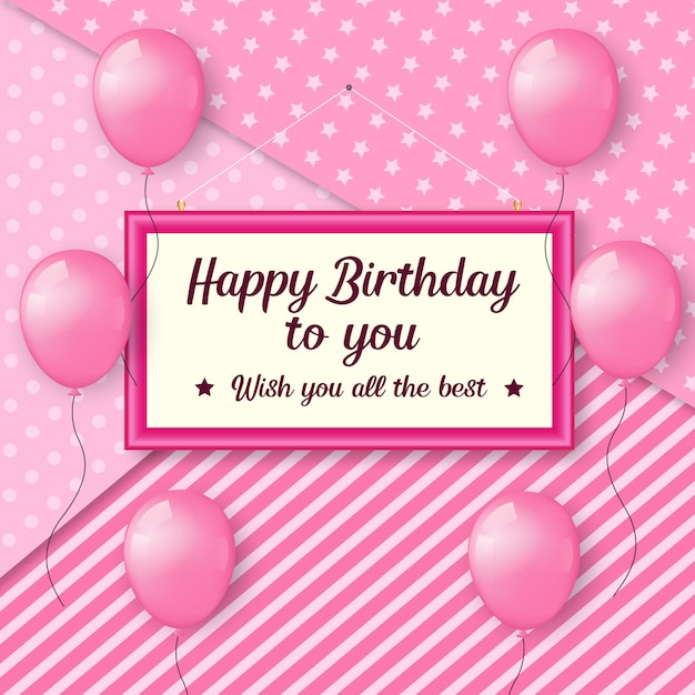 Premium Vector | Happy birthday design with pink balloons and texture