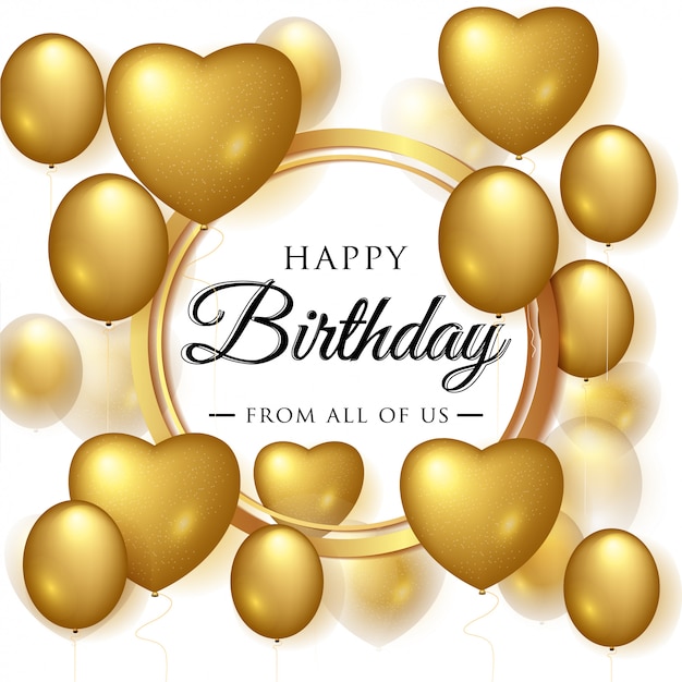 Happy birthday elegant greeting card with gold balloons ...