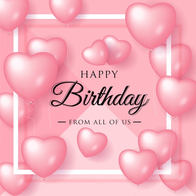 Happy Birthday Greeting Card With Pink Balloons Vector Image | My XXX ...