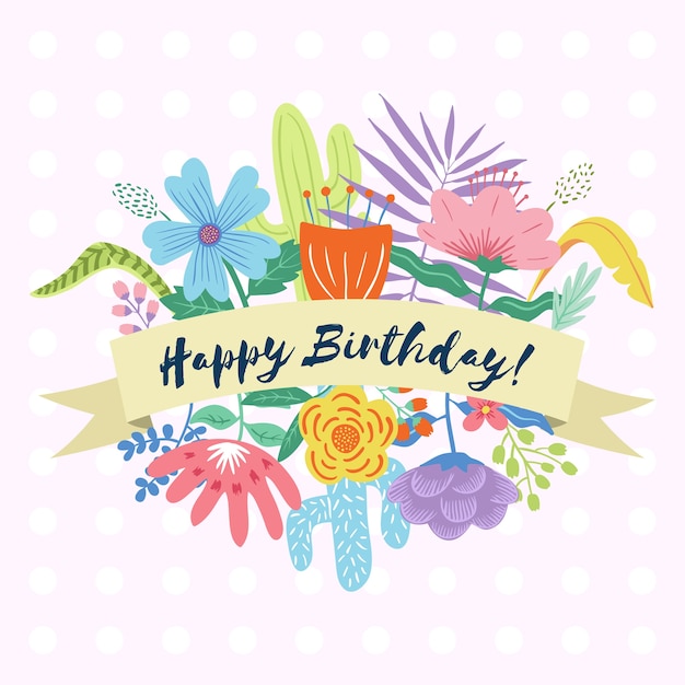 Premium Vector | Happy birthday floral bouquet