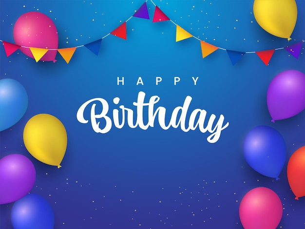 Premium Vector | Happy birthday font with realistic colorful balloons ...