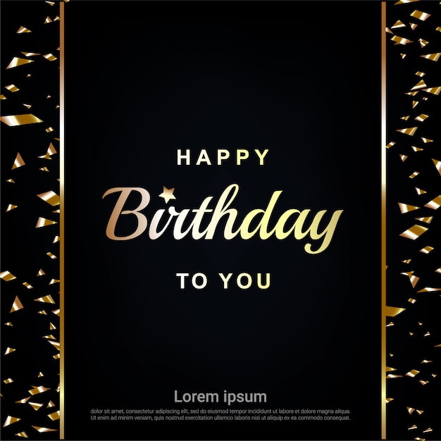 Download Happy birthday frame gold letter with ribbon | Premium Vector