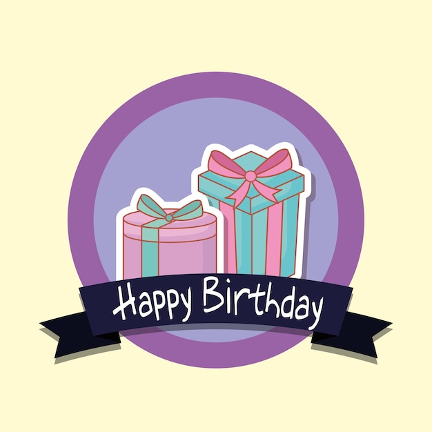 Premium Vector | Happy birthday frame with gift box