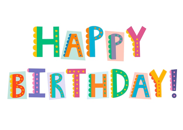 Premium Vector | Happy birthday funny text isolated on white