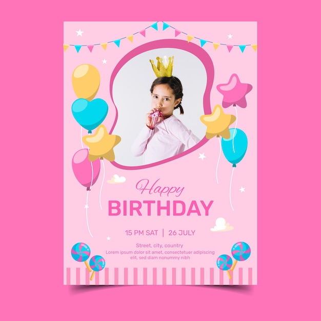 Download Happy birthday girl wearing a golden crown | Free Vector