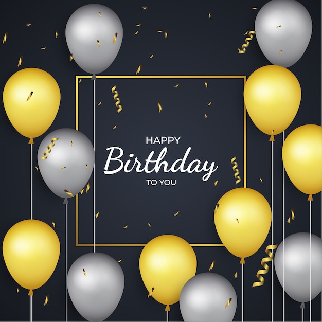 Premium Vector | Happy birthday golden balloon background