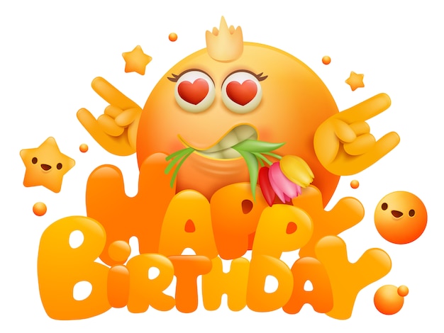Download Happy birthday greeting card with yellow emoji cartoon ...