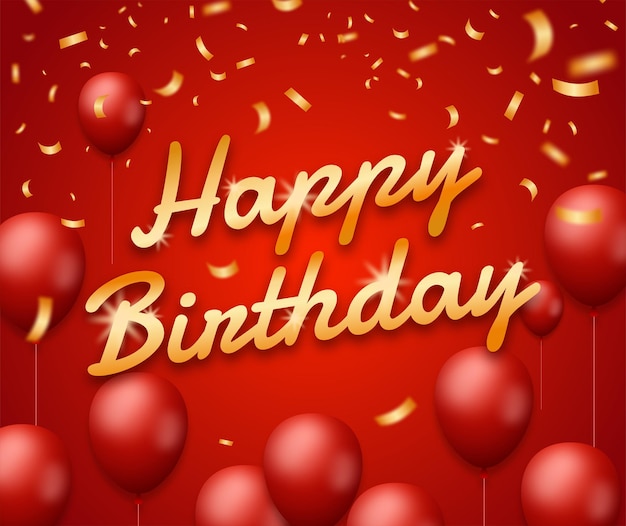 Premium Vector | Happy birthday greeting red theme