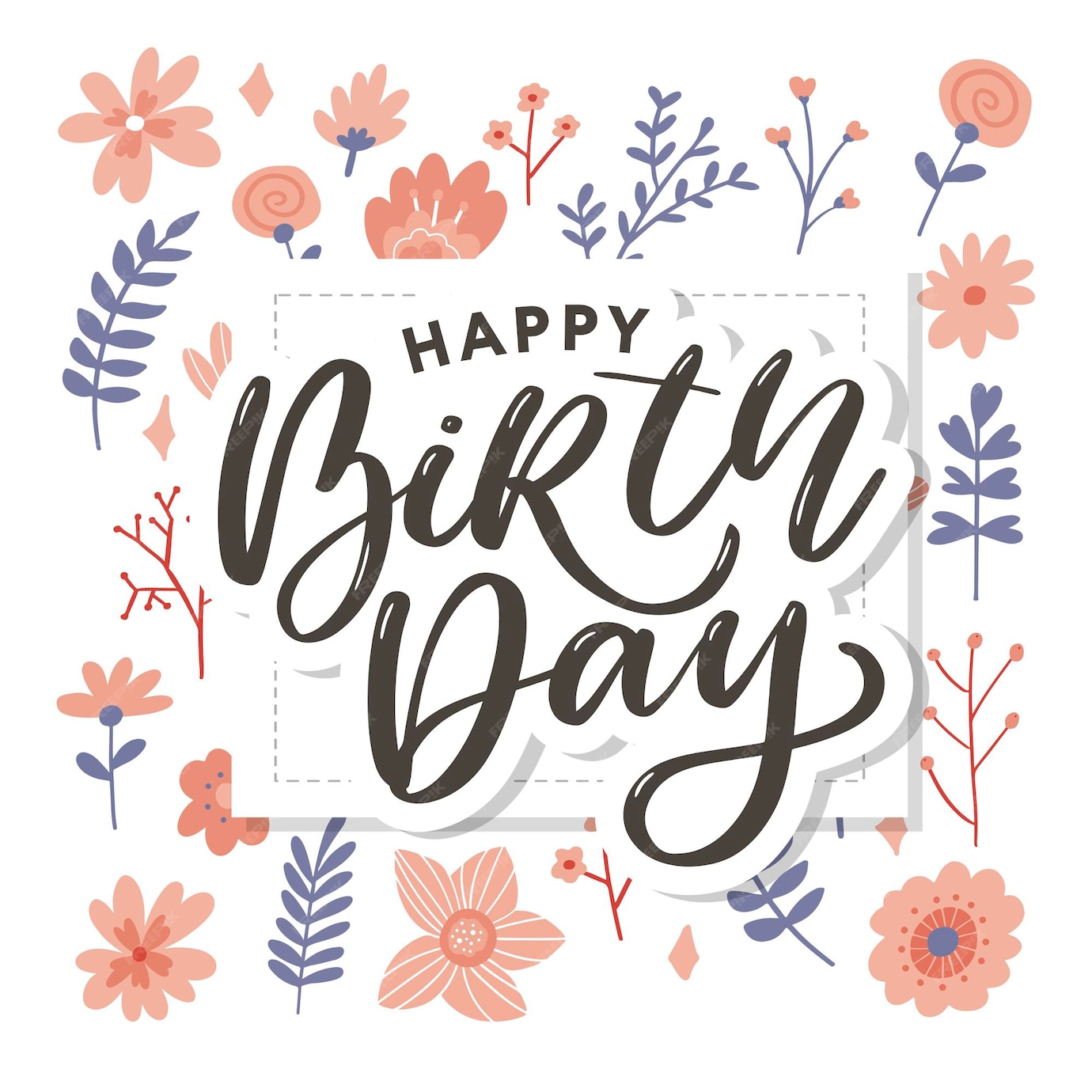 Premium Vector | Happy birthday greeting with flowers