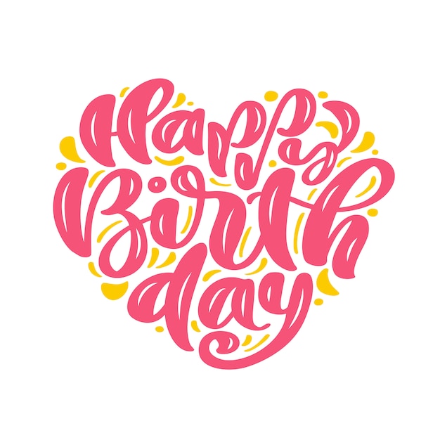 Premium Vector | Happy birthday hand drawn text phrase in the shape of ...