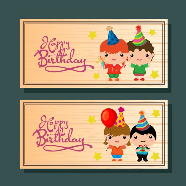 Download Happy birthday horizontal greeting card or banner with ...