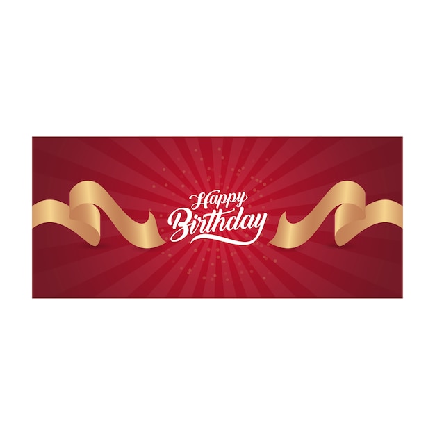 Download Happy birthday horizontal greeting card with gold ribbon ...