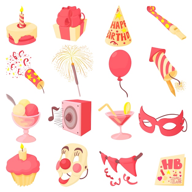 Download Premium Vector | Happy birthday icons set