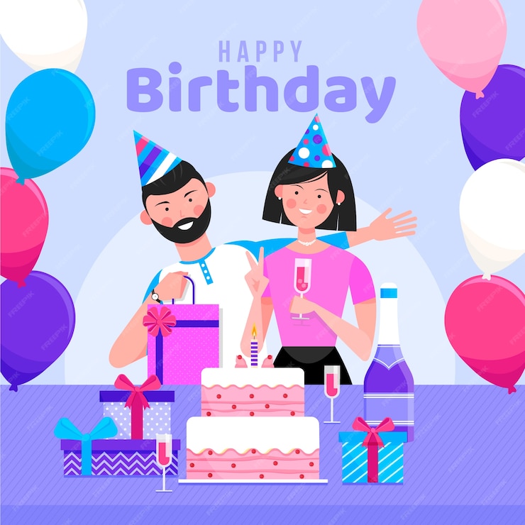 Free Vector | Happy birthday illustration with couple