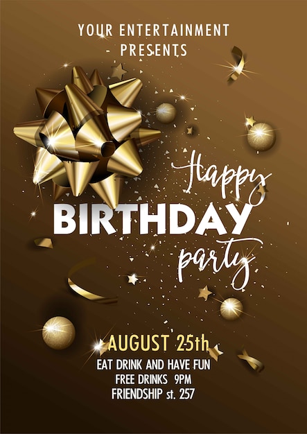 Happy birthday invitation poster template. Vector | Premium Download