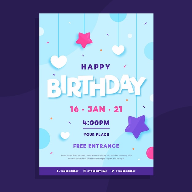 Premium Vector | Happy birthday invitation template