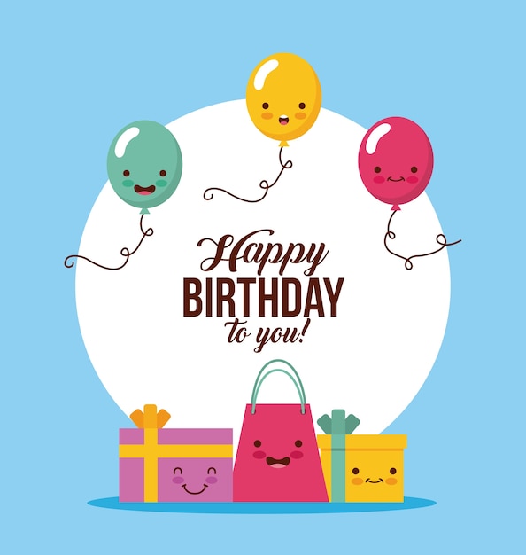 Premium Vector Happy Birthday Kawaii Ballons